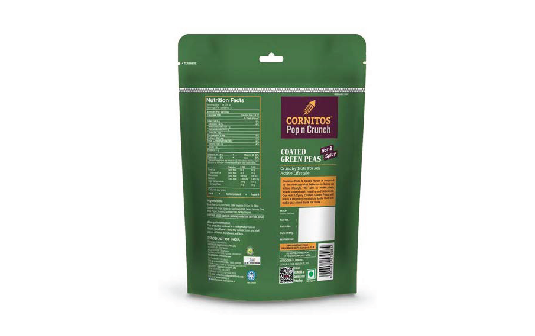 Cornitos Coated Green Peas Hot & Spicy   Pack  150 grams